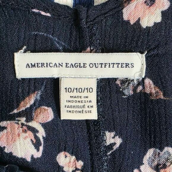 American Eagle Outfitters Navy Floral V-Neck Dress Size 10 - Picture 5 of 8